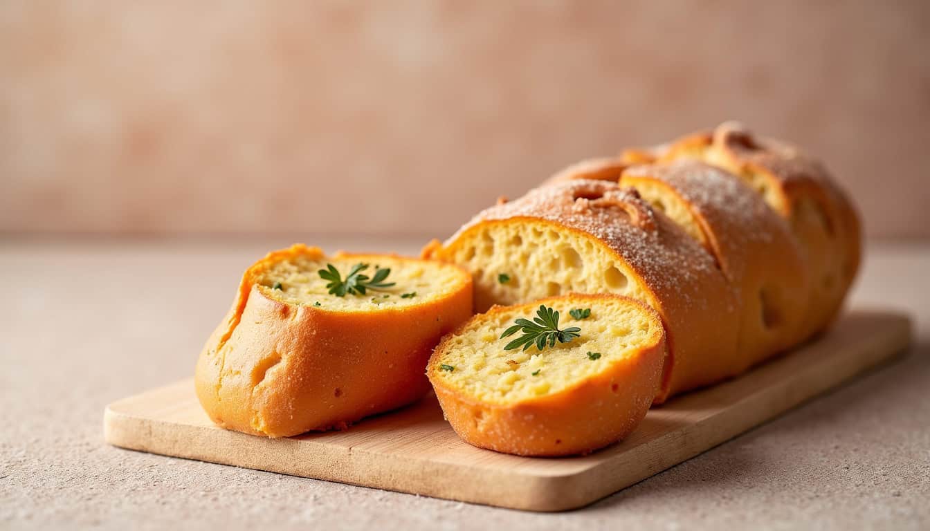 Photo d'une soupe de poisson fraîche dans un bol, accompagnée de pain croustillant et herbes fraîches.