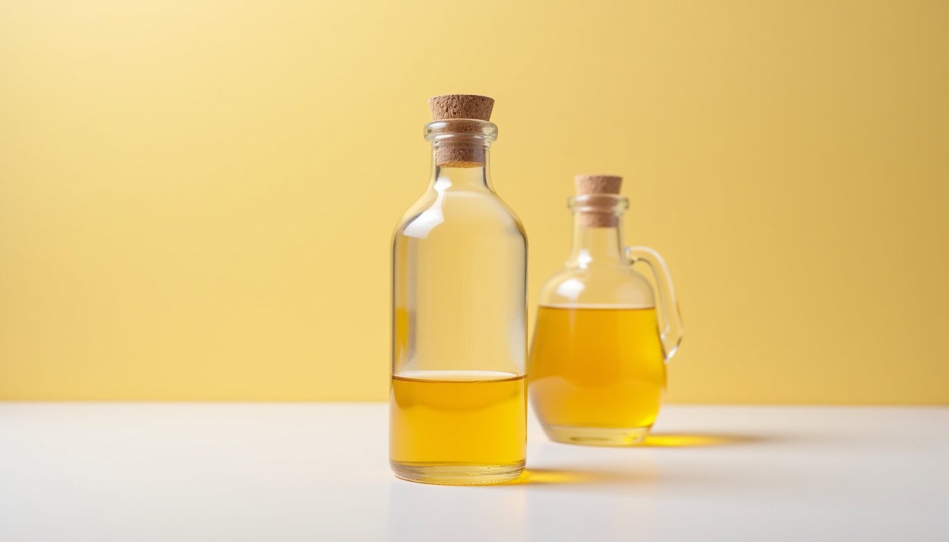 Huile d'olive vierge extra dans bouteilles avec bouchon en liège.