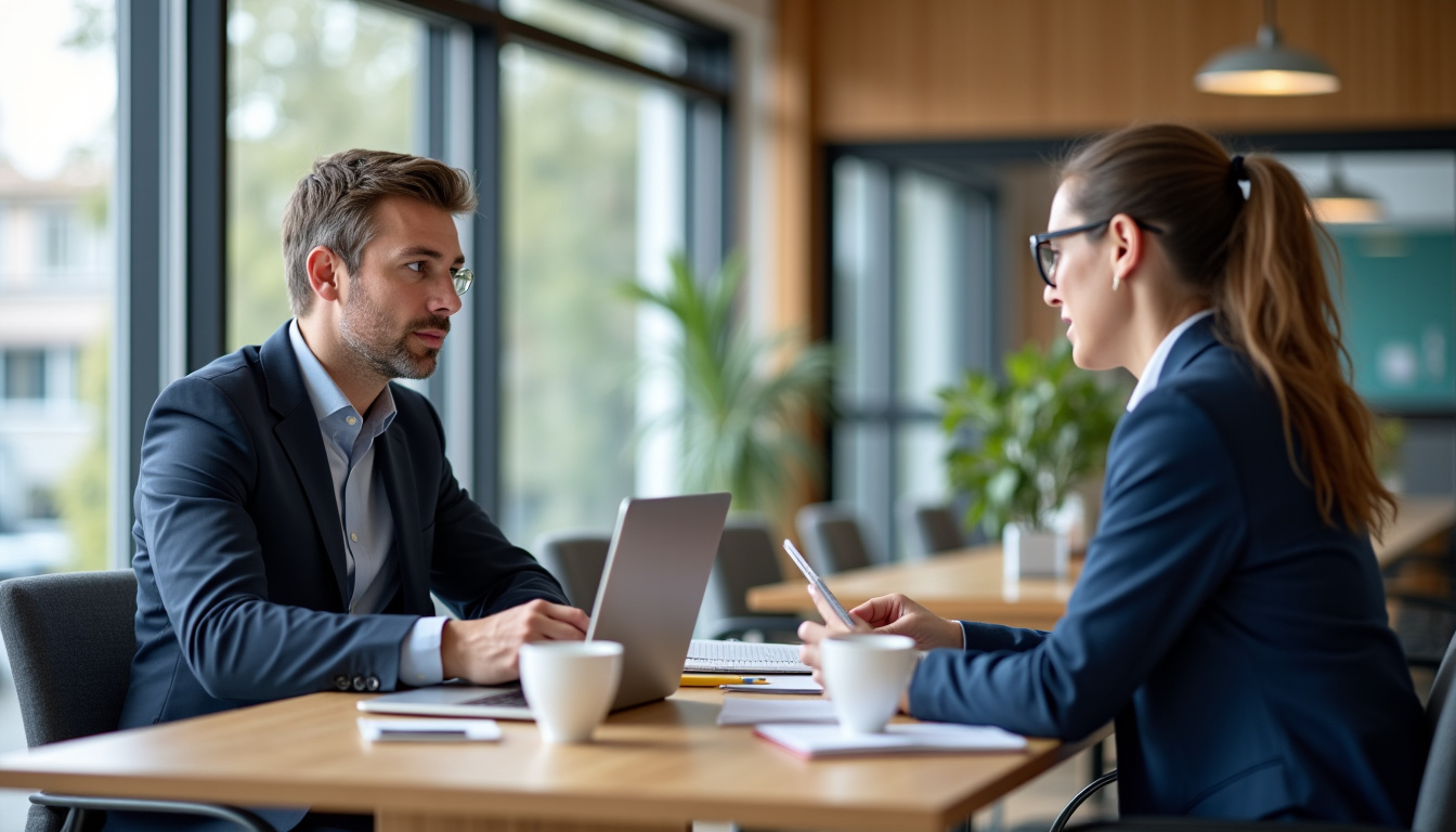Conseiller bancaire du Crédit Agricole en entretien avec un client professionnel à Chanceaux-sur-Choisille