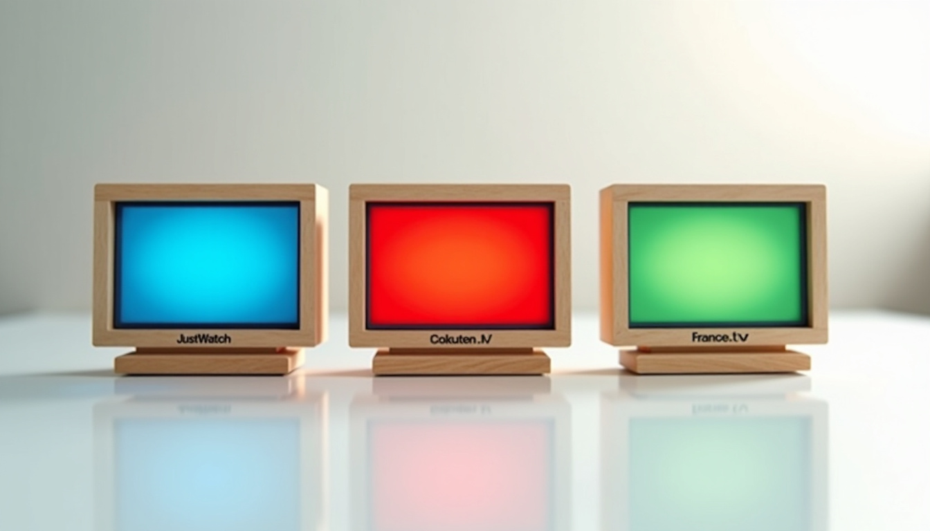 Comparaison visuelle entre les plateformes légales de streaming: JustWatch, Rakuten TV, France.tv