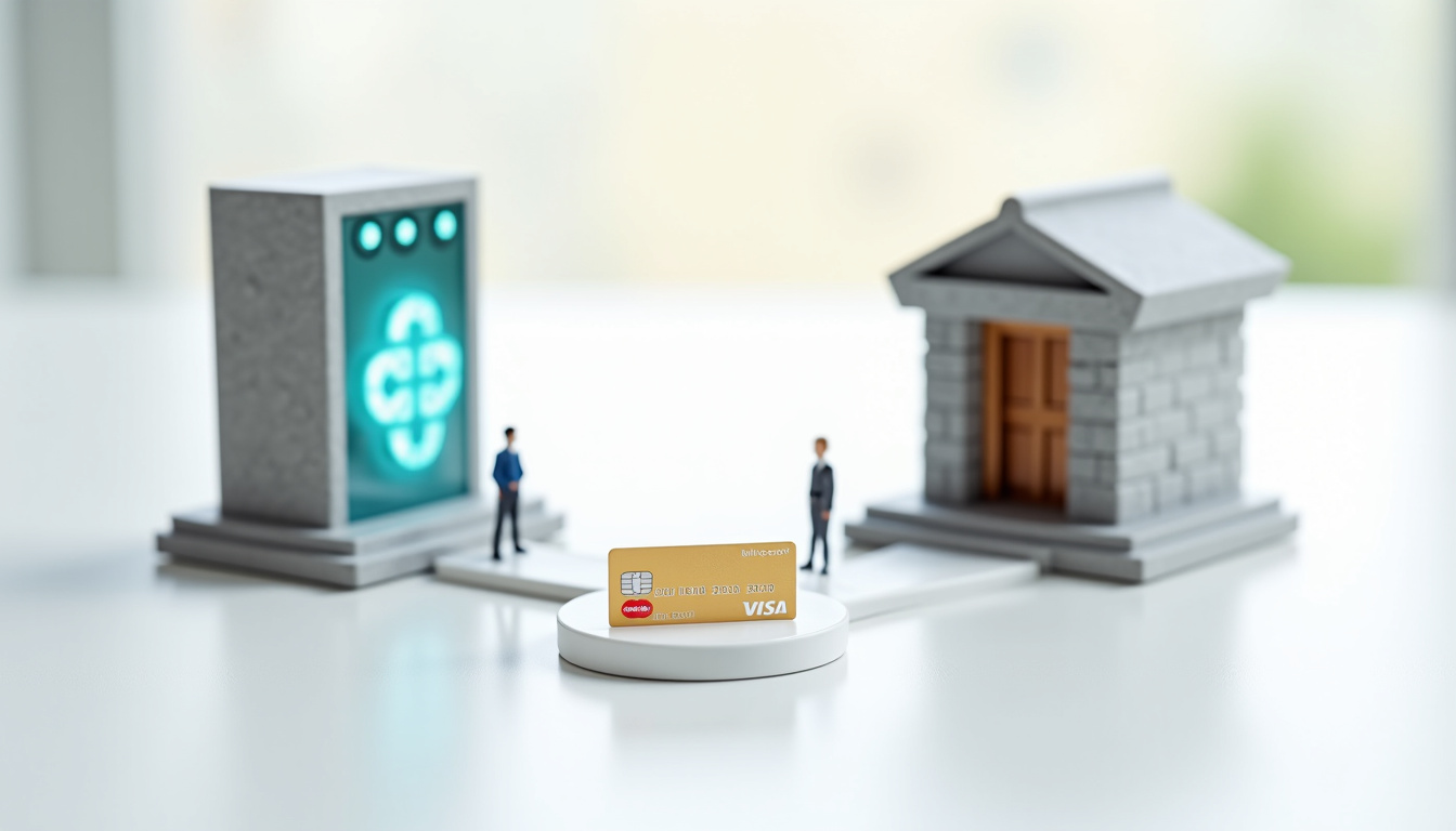 Comparatif visuel entre banque en ligne et banque traditionnelle pour la carte Visa Premier