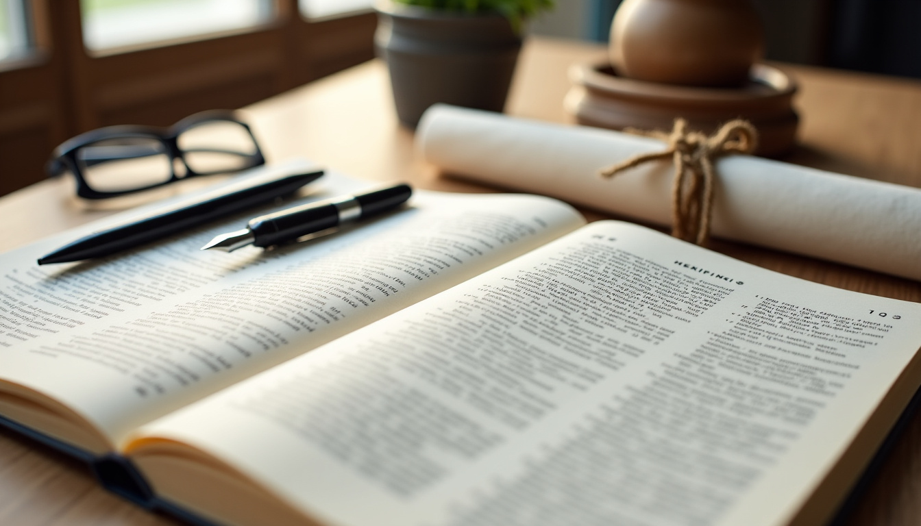 Exemplaire ouvert du Petit Journal du Droit en format papier posé sur un bureau avec stylo et documents juridiques