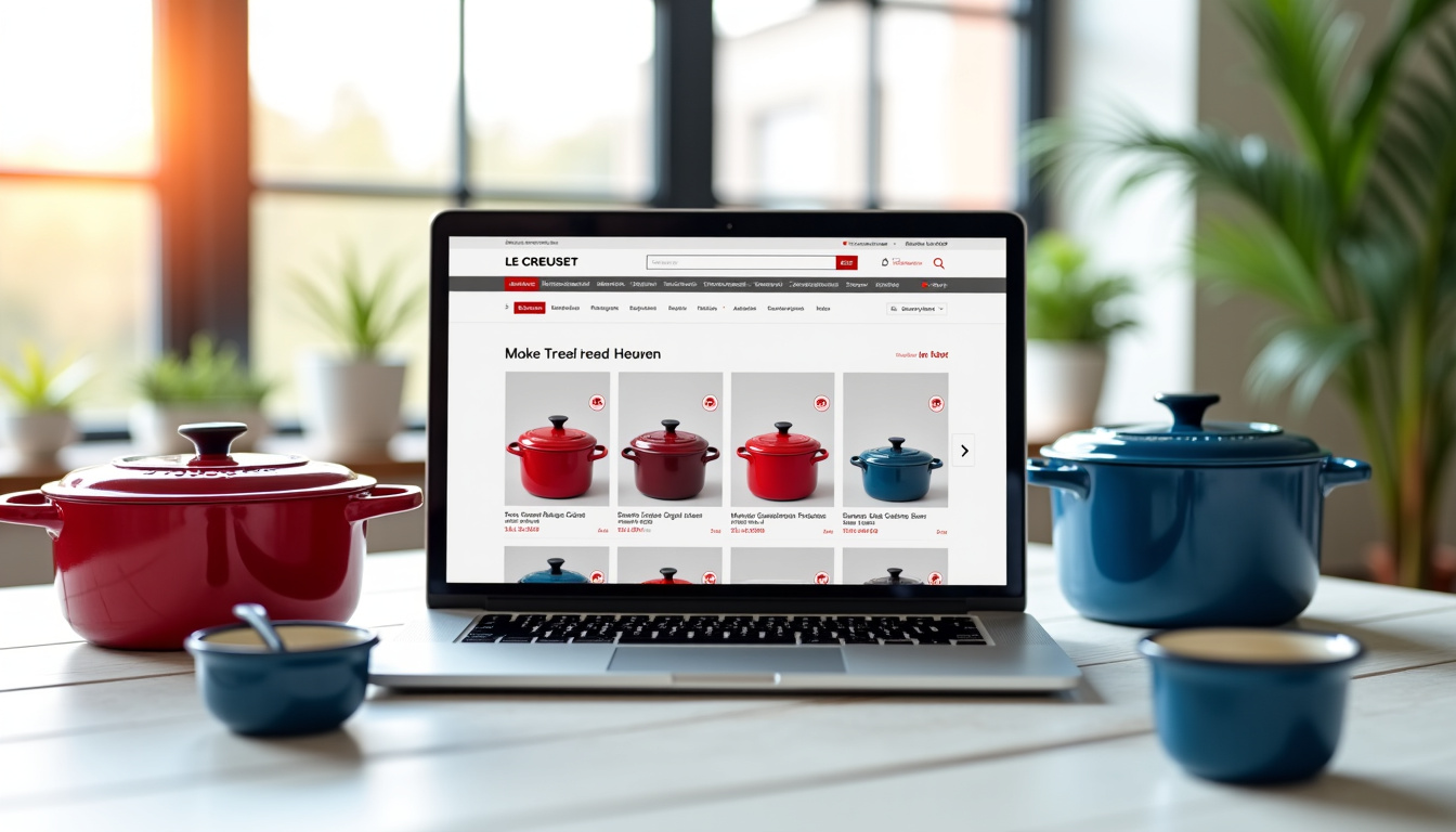 Interface d’un site de vente en ligne proposant des produits Le Creuset en promotion