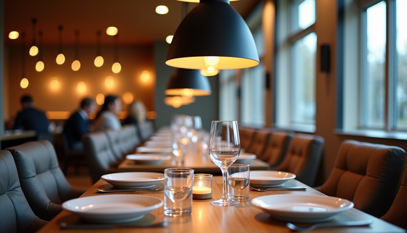 Intérieur du restaurant Cosmos à Puiseux-Pontoise montrant la décoration moderne et le confort des tables