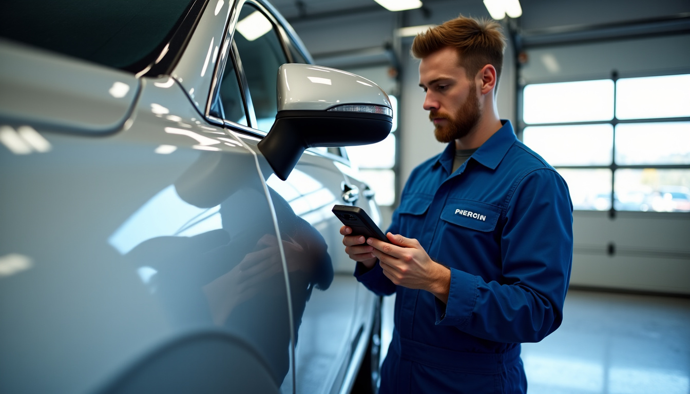 Technicien en train de diagnostiquer un véhicule Kia dans un garage franchisé