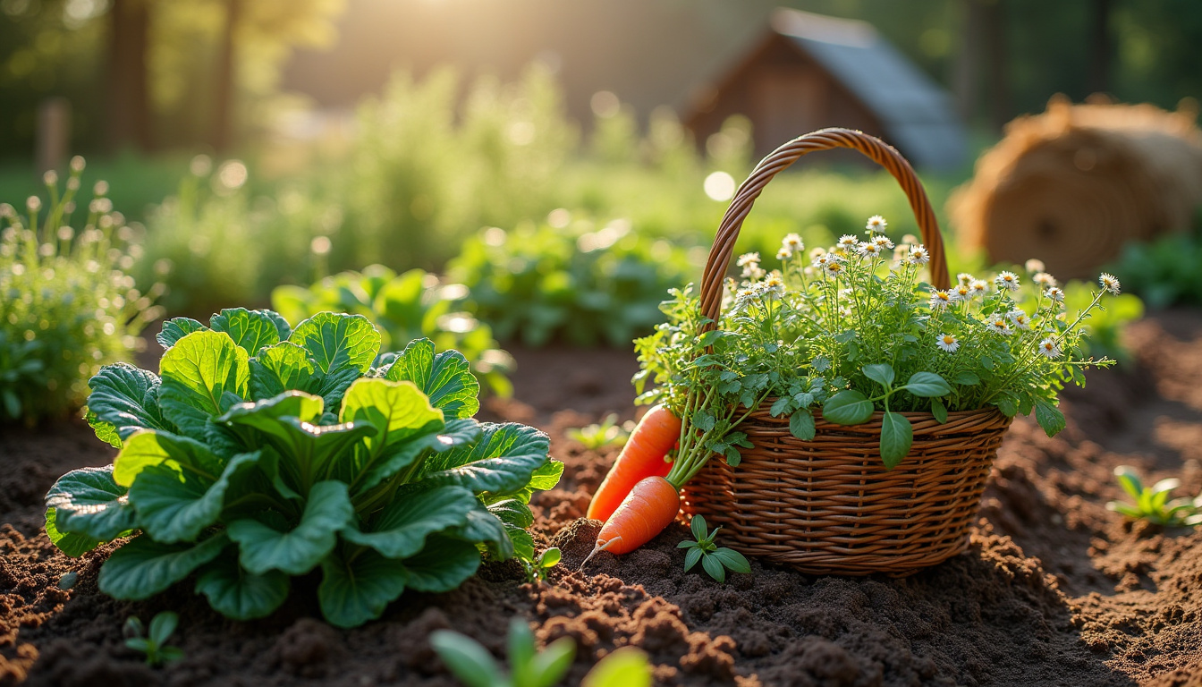 Aménagement d'un jardin en permaculture avec plantes comestibles et paillage