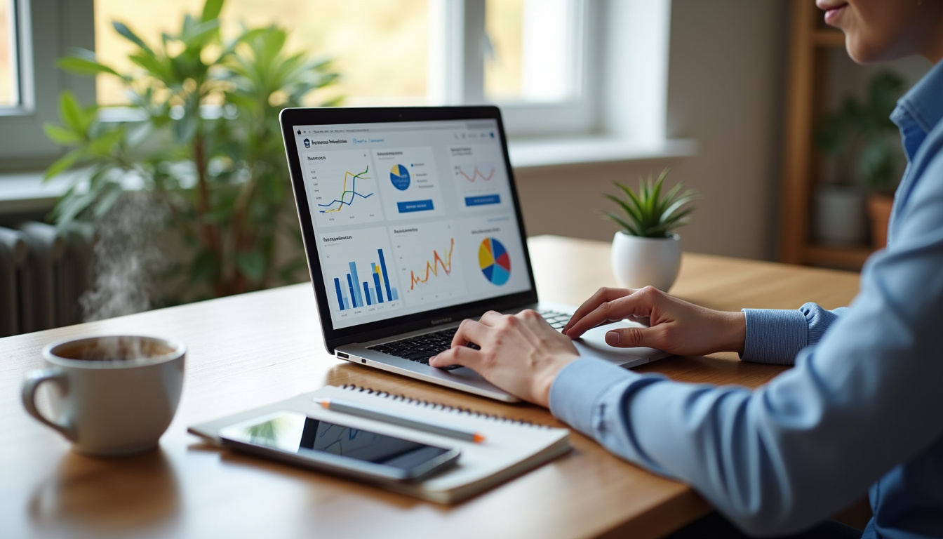Personne travaillant sur un ordinateur portable, suivant une formation en marketing digital en ligne