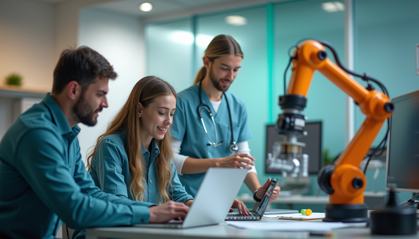 Personnes en formation professionnelle dans différents secteurs: numérique, santé, industrie