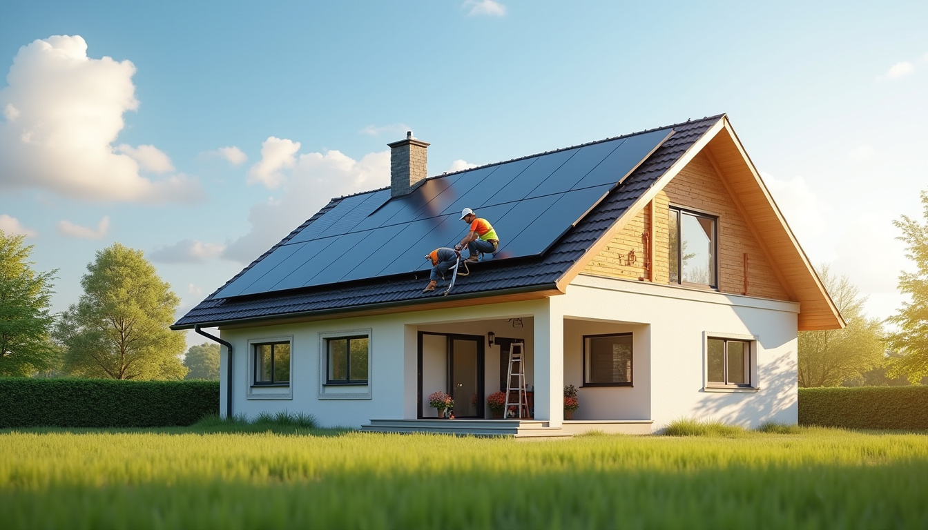 Rénovation énergétique d’une maison avec installation de panneaux solaires et isolation des combles