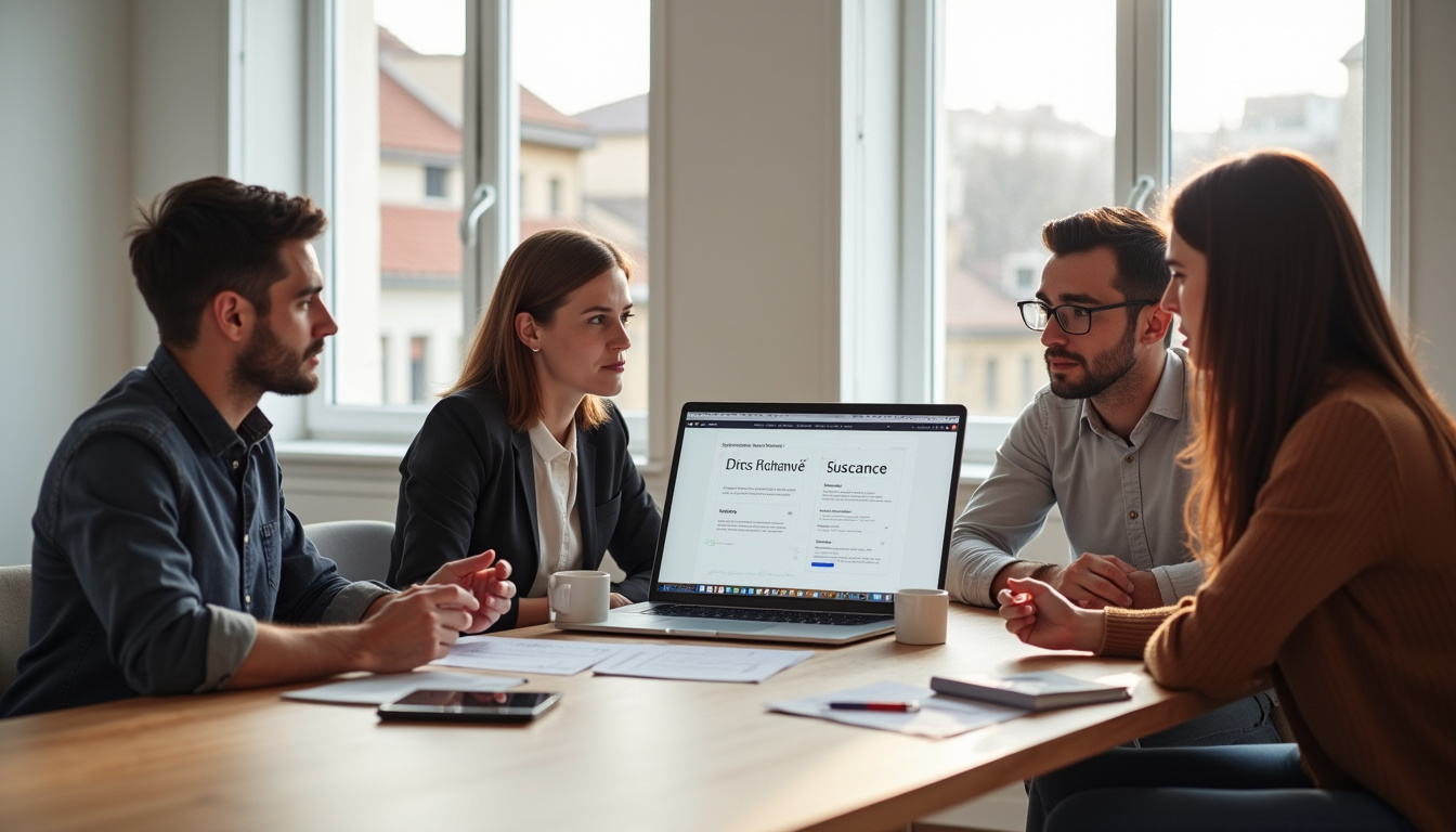 Équipe de l'agence Clickzou en réunion avec un client à Albi, autour d'un écran montrant un site internet en cours de développement