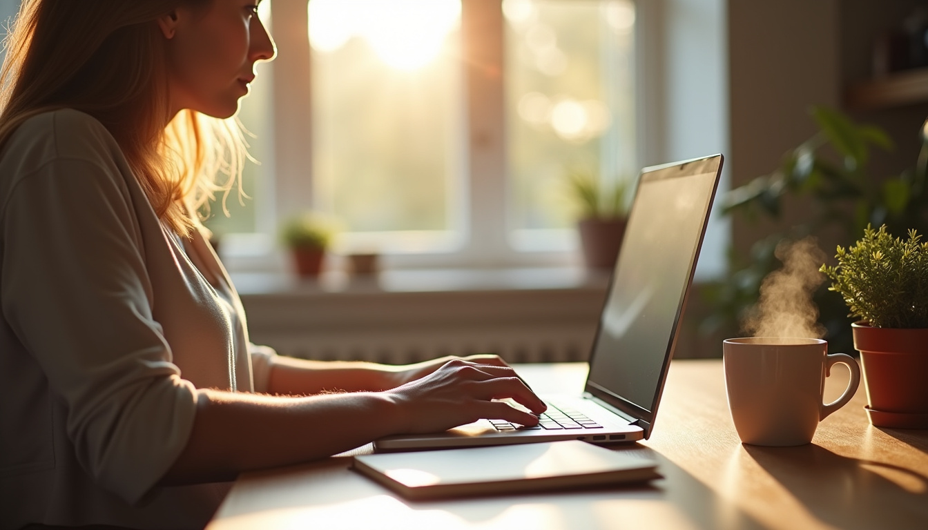Personne utilisant un ordinateur pour chercher des astuces pratiques sur oulala mon blog net