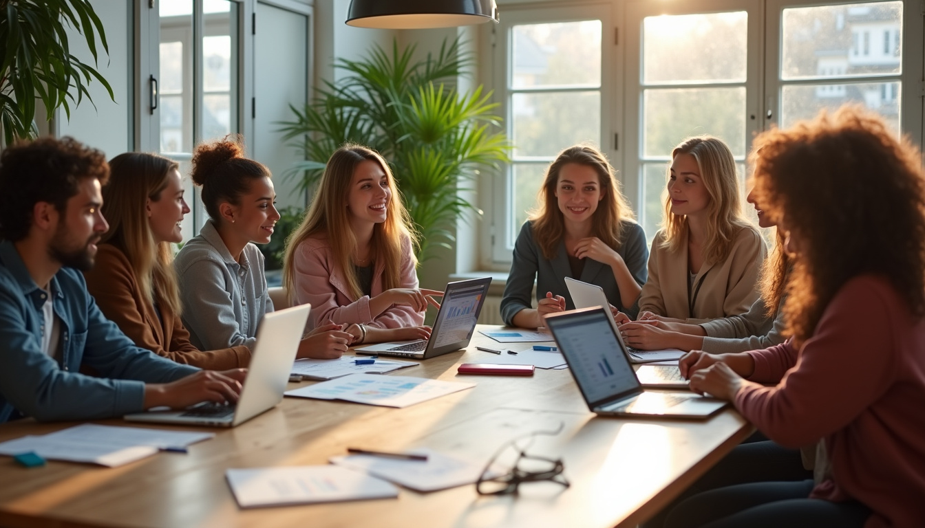 Étudiants de Nexa Digital School travaillant ensemble sur un projet de stratégie marketing digital