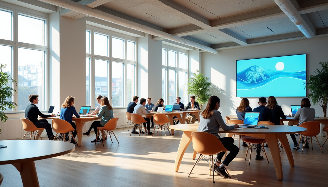 Intérieur du campus Nexa Digital School à Paris, ambiance collaborative et moderne