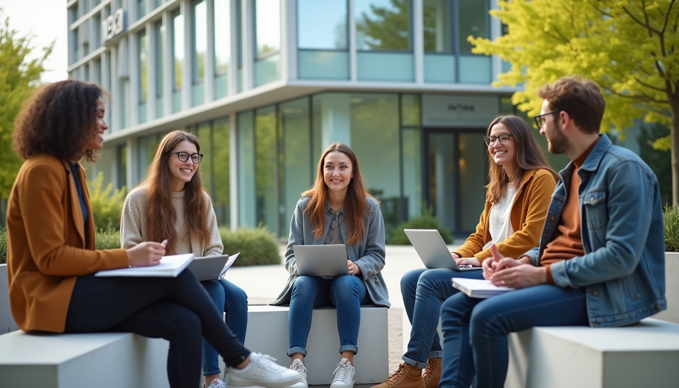 Étudiants en discussion sur le campus de Nexa à Paris