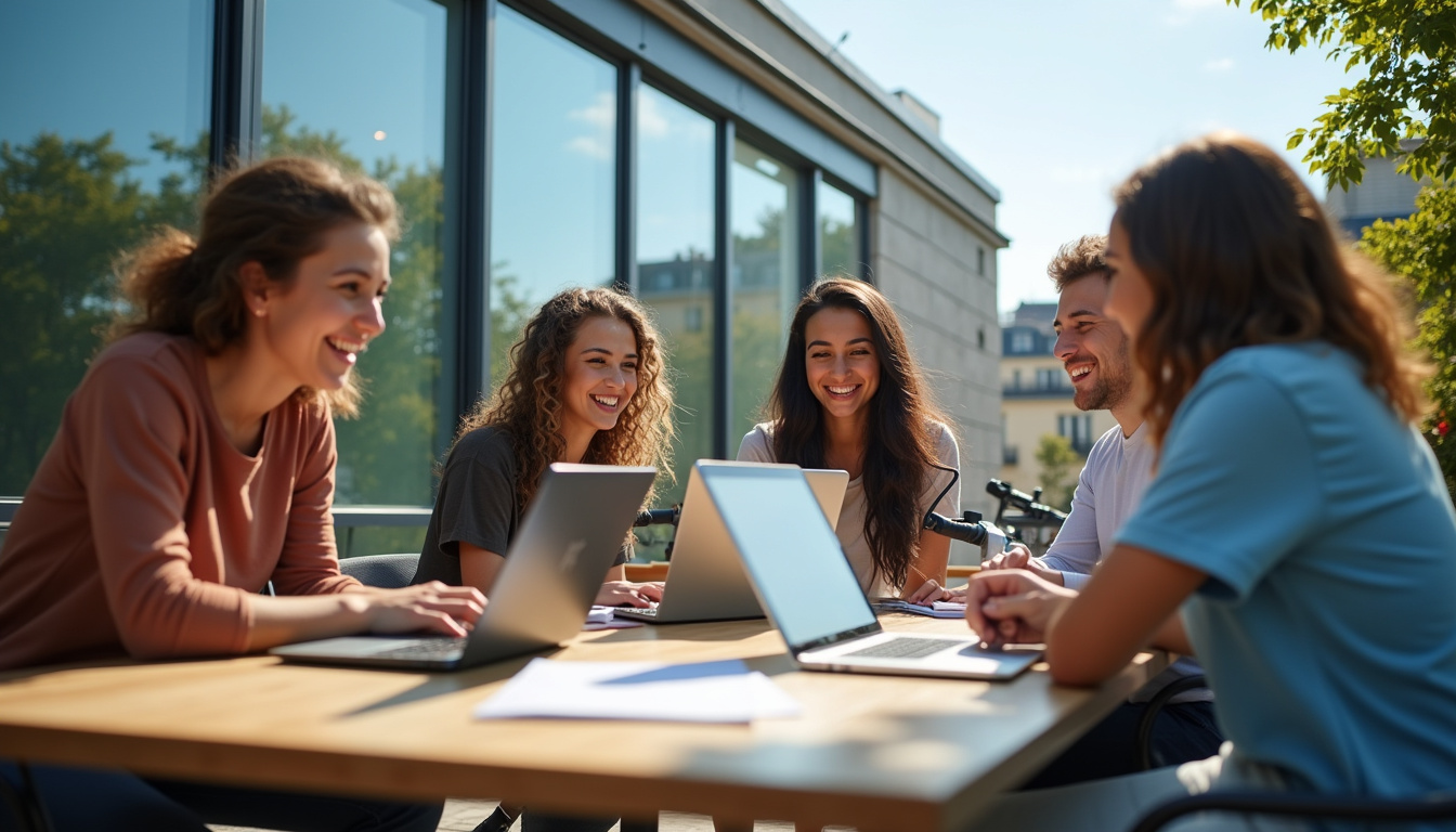 Étudiants en groupe sur le campus de Nexa Digital School à Paris